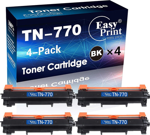 (4-Pack, Super High Yield) Compatible TN770 Toner Cartridge TN-770 Used for MFC-L2750DW L2750DWXL HL-L2370DW L2370DWXL Printer, Sold by EasyPrint