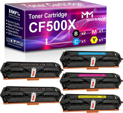 MM Much & More Compatible Toner Cartridge Replacement for HP 202X CF500X CF501X CF502X CF503X 202A Used for M254DW M254NW M280NW M281FDW 281FDN Printer (2 Black, Cyan, Magenta, Yellow) 5-Pack