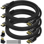 4K HDMI Cable 2 Feet (3 Pack), Ultra HD HDMI 2.0 Cable, Nylon Braided & Gold Connectors, 4K @ 60Hz, 2K,1080P, HDCP 2.2, ARC, Bulk HDMI Cables for Laptop, Monitors, HDTV, PS5, Xbox One & More