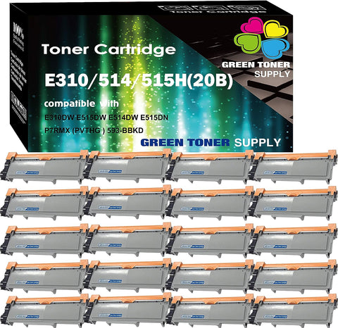 (Pack of 20) Compatible for E310 E515 E514 Toner Cartridge E310/515/514 (593-BBKD) Replacement for Dell E310DW E515DW E514dw E515dn Printer, Sold by GTS®