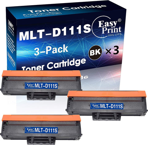 EASYPRINT (3X Black) Compatible Toner Cartridge Replacement for Samsung MLT-D111S 111S Used for M2077, M2026, M2078, M2020, M2022, M2070, M2071, 2074FW Printers