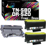 (Toner + Drum) 4Benefit Compatible Replacement TN580 DR520 Toner Cartridge Drum Unit (Set of 3) 2xTN-580 and 1xDR-520 Work for HL-5250DN HL-5270DNHL-5370DW HL-5380DN Laser Printer