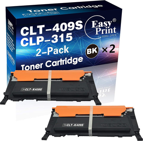 EASYPRINT (2-Pack of Black Combo) Compatible CLT-409S CLT-K409S Toner Cartridge CLT409S Used for Samsung CLP-310 CLP-315 CLP-310N CLP-315W CLX-3170FN 3175N 3175FN 3175FW Printers