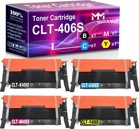 MM MUCH & MORE Compatible Toner Cartridge Replacement for Samsung CLT-406S 406S CLT406S to use for SL-C460FW C462FW C463FW CLP-365W 367W CLX-3305FW 3306FW 3307FW (Black + Cyan + Yellow + Magenta)