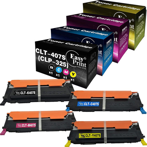 EASYPRINT (1xSET, BCMY) Compatible 407S Toner Cartridge Replacement for CLT-407S Used for Samsung CLP-325 CLP-320 CLX-3285 CLX-3185 Printers