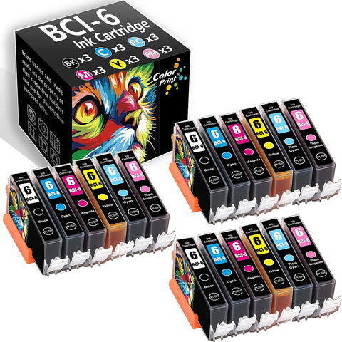 ColorPrint Compatible BCI-6 Ink Cartridge Replacement for Canon BCI6 BCI 6 BCI3e for PIXMA MP600 MP780 MP960 iP3000 iP3300 iP4000 iP5000 iP5200 iP6000D iP8500 Printer (3BK,3C,3M,3Y,3PC,3PM,18-Pack)