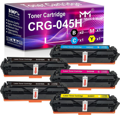 MM MUCH & MORE Compatible Toner Cartridge Replacement for Canon 045H CRG-045H 045 use with Color imageCLASS LBP612Cdw MF634Cdw MF632Cdw MF632 MF634 Printer (2x Black + Cyan + Magenta + Yellow, 5-Pack)