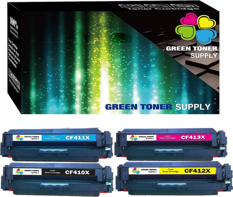 (Pack of 4) GTS Compatible Replacement for HP 410A HP410A Toner Cartridge (Basic Set, BCYM) Used for HP Color Laser Jet Enterprise 300 Color M351 MFP M375nw M451nw M451dn Printer