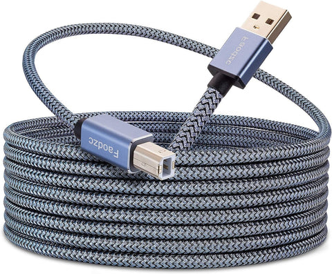 Printer Cable 25 ft, Faodzc Long USB Printer Cord 2.0 Type A Male to B Male Printer Scanner Cord High Speed Compatible with HP, Canon, Dell, Epson, Lexmark, Xerox, Samsung and More 8m