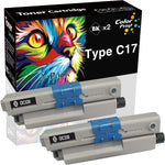 (2-Pack, Black) ColorPrint Compatible Type C17 Toner Cartridge Replacement for Oki C330DN C330 Work with MC362w C531dn MC351dn C530dn MC561 C510dn C511dn MC361dn MC352dn MC362dn MC562dn Laser Printer