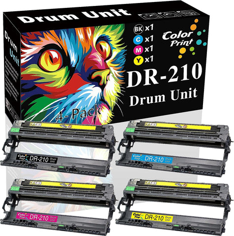 4-Pack Colorprint Compatible DR210CL Drum Unit Replacement for Brother DR-210 DR-210CL for DCP-9010CN HL-3040CN HL-3045CN HL-3070CW HL-3075CW MFC-9010CN MFC-9120CN MFC-9125CN 9320CN Printer (BK,C,M,Y)