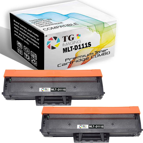 2-Pack TG Imaging (Newest Version) Compatible MLT-D111S Toner Cartridge (2xBlack Combo Pack) for 111S MLTD111S Work for Xpress M2020 M2070 Printers