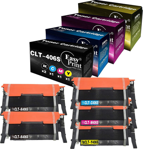 EASYPRINT (5-Pack) Compatible CLT406S Toner Cartridge Replacement for CLT-K406S C406S M406S Y406S Used for Samsung CLX-3305FW CLX-3307FW SL-C460FW SL-C463FW CLP-365W 367W, (2X BK, 1x C, 1x M, 1x Y)