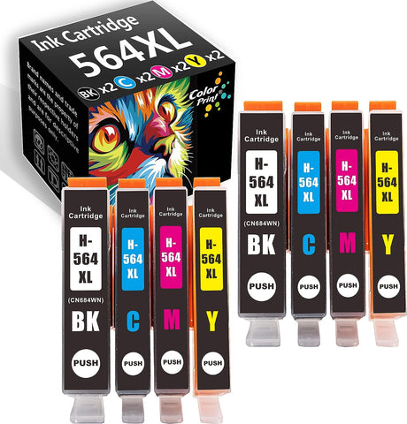 Colorprint Compatible Ink Cartridge Replacement for HP 564 XL 564XL Used for Officejet 4620 4622 Photosmart 7520 7525 6520 6515 5520 6510 C6380 D7560 DeskJet 3520 3522 Printer (2BK, 2C, 2M, 2Y,8-Pack)