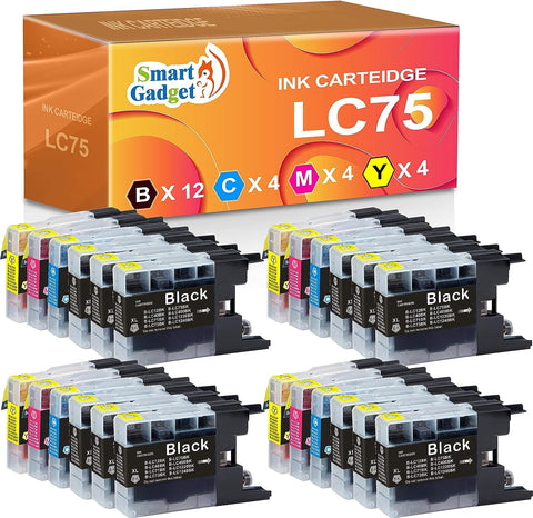(24-Pack, 12BK+4C+4M+4Y) Smart Gadget Compatible Ink Cartridge Replacement for Brother LC-75 XL LC75XL LC75 Ink Cartridge LC79 LC71 for MFC-J6510DW MFC-J6710DW MFC-J6910DW MFC-J280W Printer