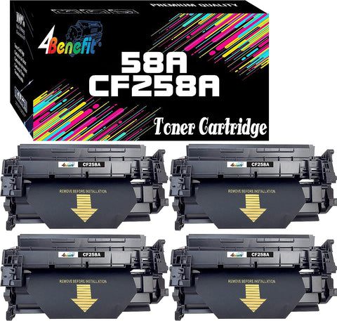 4Benefit (Set of 4 Compatible 58A 258A CF258A Toner Cartridge CF258A DIY Chips Replacement for Pro M404n M404dn M404dw MFP M428fdn M428dw M304 M404 Laser Jet Printer (Black 4-Pack)