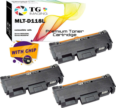 (3xBlack Value Set) TG Imaging Compatible Toner Cartridge Replacement for Samsung MLT-D118L MLTD118L 118L Work for Xpress M3015DW Xpress 3065 Toner Printer