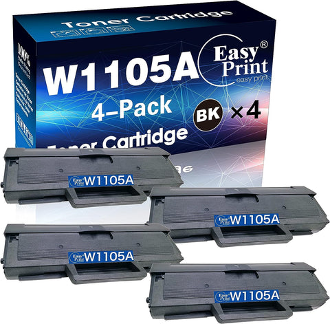 EASYPRINT (4-Pack) Compatible W1105A Toner Cartridges Replacement for HP 105A 1105A Used for MFP135a MFP135w MFP137fnw 107a 107w, (4X Black)