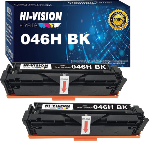 (2X Black) HI-Vision Compatible 046 CRG-046 046H Black Toner Cartridge Replacement for Color ImageCLASS MF735Cdw BP654Cdw MF733 MF731 MF733Cdw MF731Cdw Printer