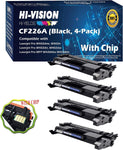 (Value Pack, 4 Pack x Black) Compatible 26X CF226X 26A CF226A Toner Cartridge Replacement, for HP 26A Printers, Sold by HI-VISION HI-YIELDS®