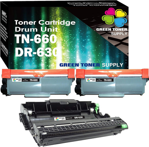 (Toner &Drum) GTS Compatible DR 630 Drum Unit and TN 660 Toner Cartridges Replacement for TN660 DR630 Combo for use in DCP-L2520DW DCP-L2540DW HL-L2300D HL-L2340DW MFC-L2700DW Printer (Pack of 3)
