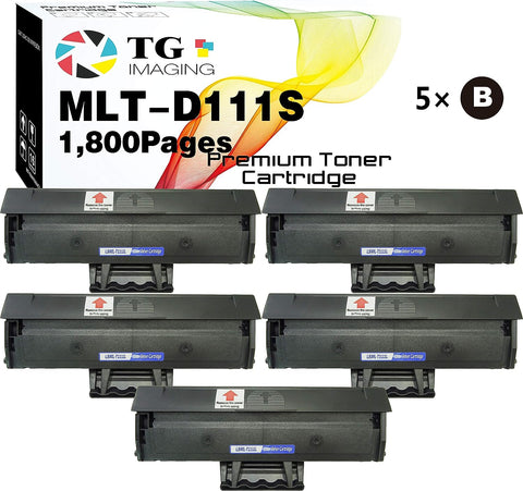 TG Imaging 5xBlack Compatible MLT-D111L Toner Cartridge Replacement for Samsung MLTD111S (5-Pack, 1,800 Pages) Xpress M2020 M2020W M2022 M2022W M2070 M2070F M2070FW M2070W Black Printer