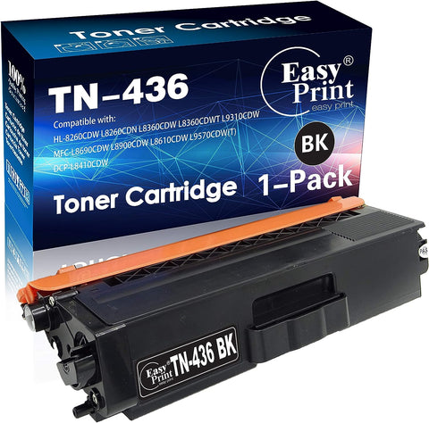 (1-Pack) Black High Yield Compatible TN436 TN-436 TN-436BK Toner Cartridge TN436BK Used for Brother HL-8260CDW L8360CDWT MFC-L8690CDW L8900CDW L8610CDW DCP-L8410CDW Printer, by EasyPrint