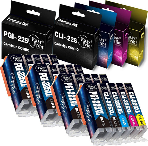 EASYPRINT Compatible Ink Cartridge Replacement for PGI225XL CLI226XL PGI-225XL CLI-226XL PIXMA IX6520 IP4820 MG5320 MX892, (20-Pack, 4 Large BK, 4 Small BK, 4 Cyan, 4 Magenta, 4 Yellow)