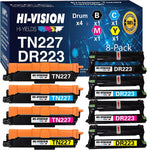 (BCYM, 8-Pack) HI-VISION HI-YIELDS® Compatible DR-223CL DR223CL Drum Units & TN-227 TN227 Toner Cartridge Replacement (with Chip,High Yield), for HL-L3210CW HL-L3270CDW HL-L3290CDW MFC-L3710CW