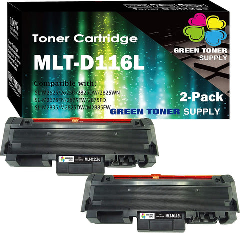 (2 Black Toner Cartridge) Compatible MLT-D116L 116L Toner Cartridge D116L Used for Samsung Xpress SL-M2625D M2675F M2825DW M2835DW M2875FD M2875FW M2885FW M2875DW Printer, by GTS